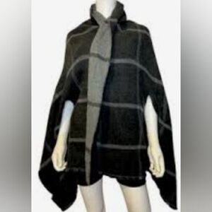 J. Crew Dark Gray Patterned Cozy Knit Cape Sweater